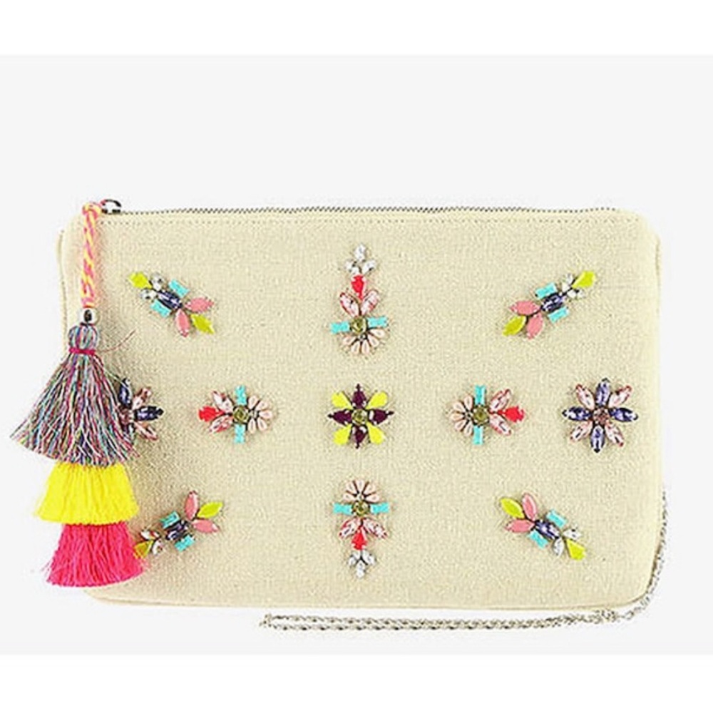 Steven Madden Spr/Summer Jeweled Canvas Clutch,NWT